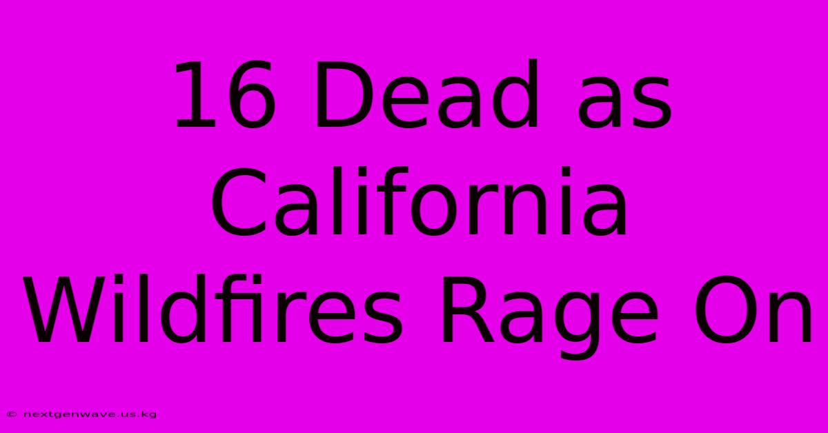 16 Dead As California Wildfires Rage On