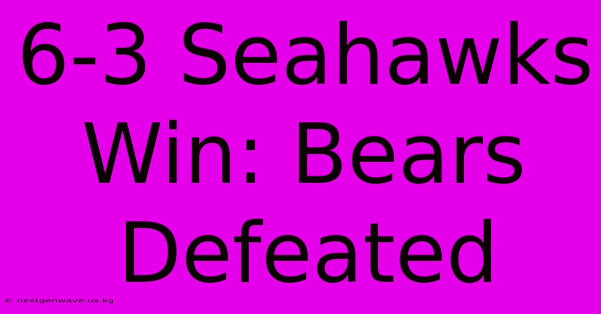 6-3 Seahawks Win: Bears Defeated