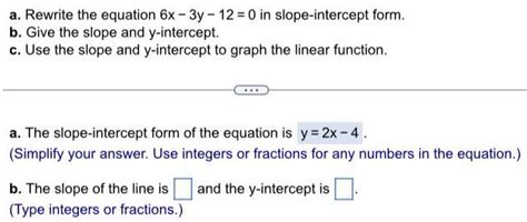 6x 3y 12 In Slope Intercept Form