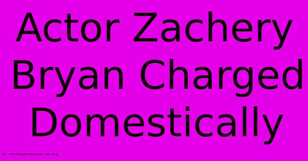 Actor Zachery Bryan Charged Domestically