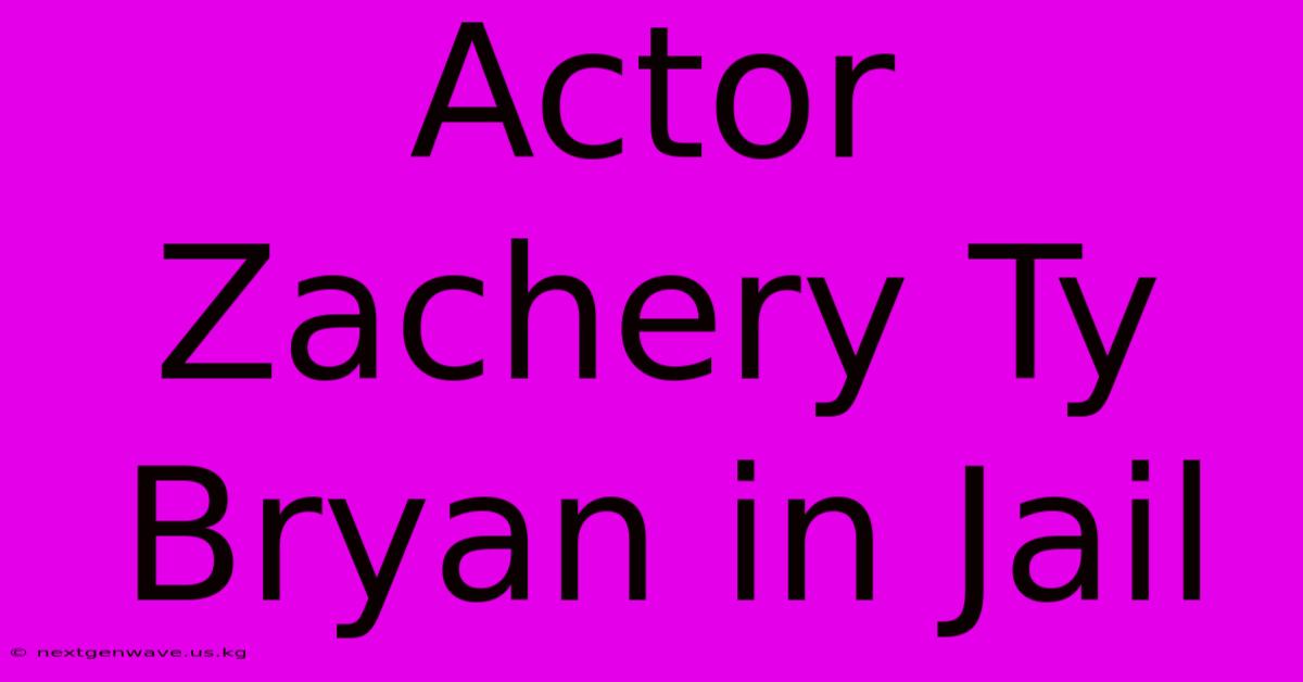 Actor Zachery Ty Bryan In Jail