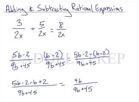 Addition And Subtraction Of Rational Algebraic Expressions Calculator