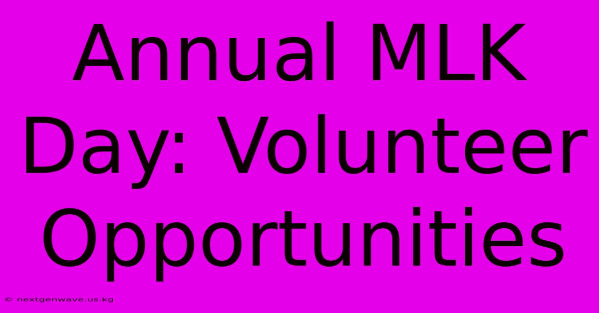 Annual MLK Day: Volunteer Opportunities