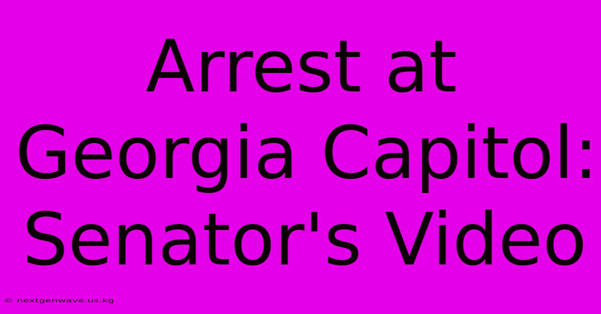 Arrest At Georgia Capitol: Senator's Video