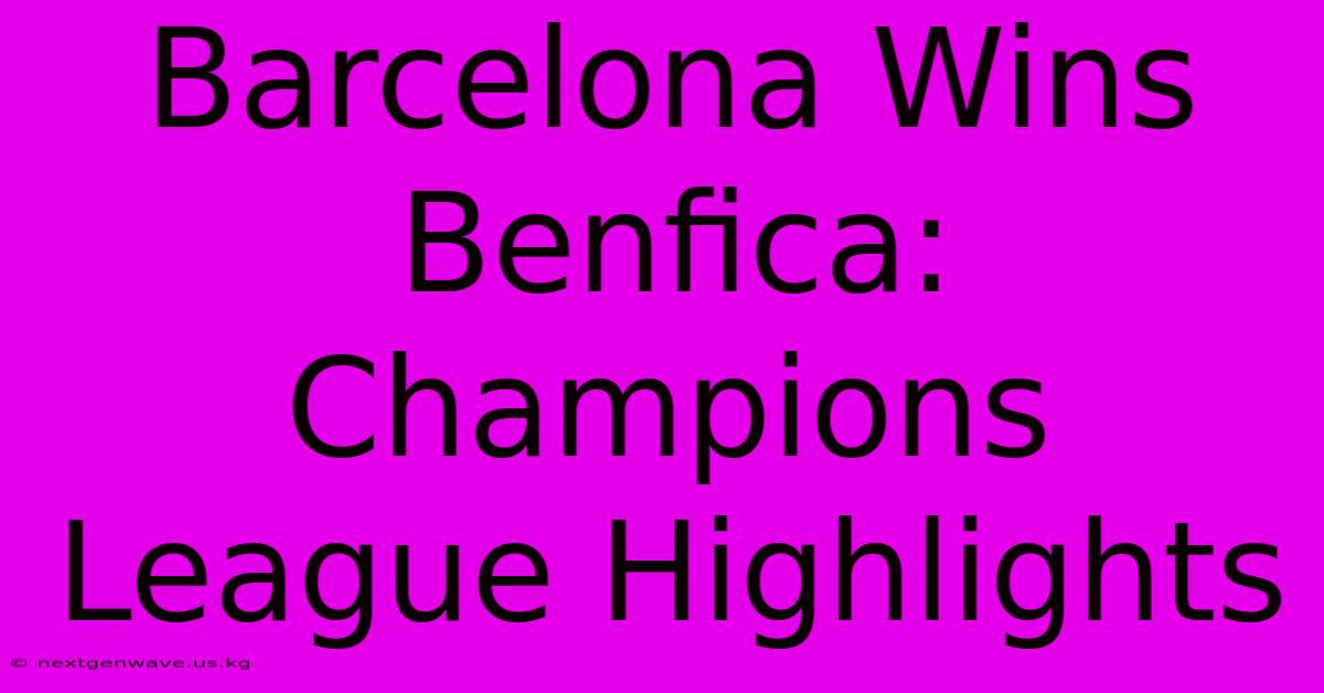 Barcelona Wins Benfica: Champions League Highlights