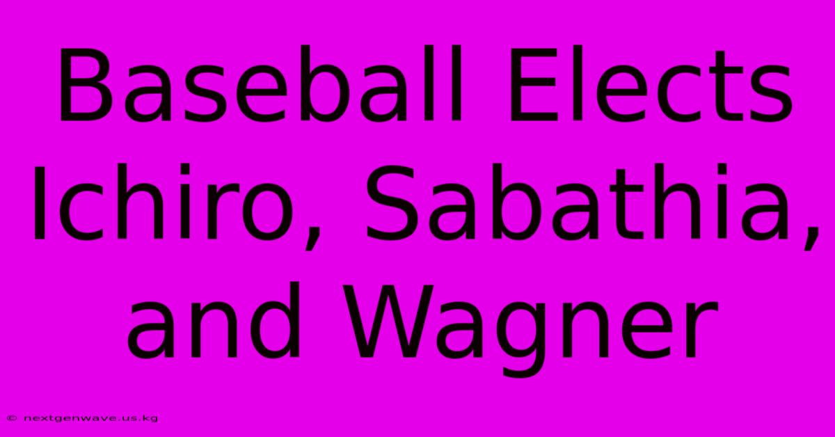 Baseball Elects Ichiro, Sabathia, And Wagner