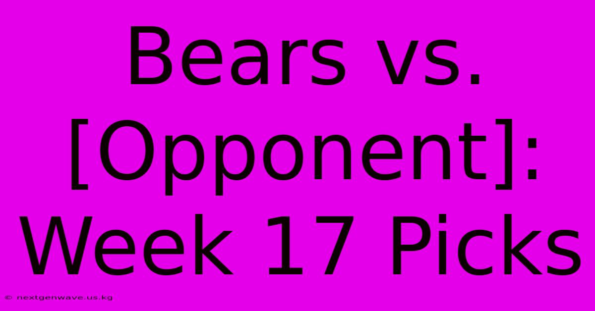 Bears Vs. [Opponent]: Week 17 Picks