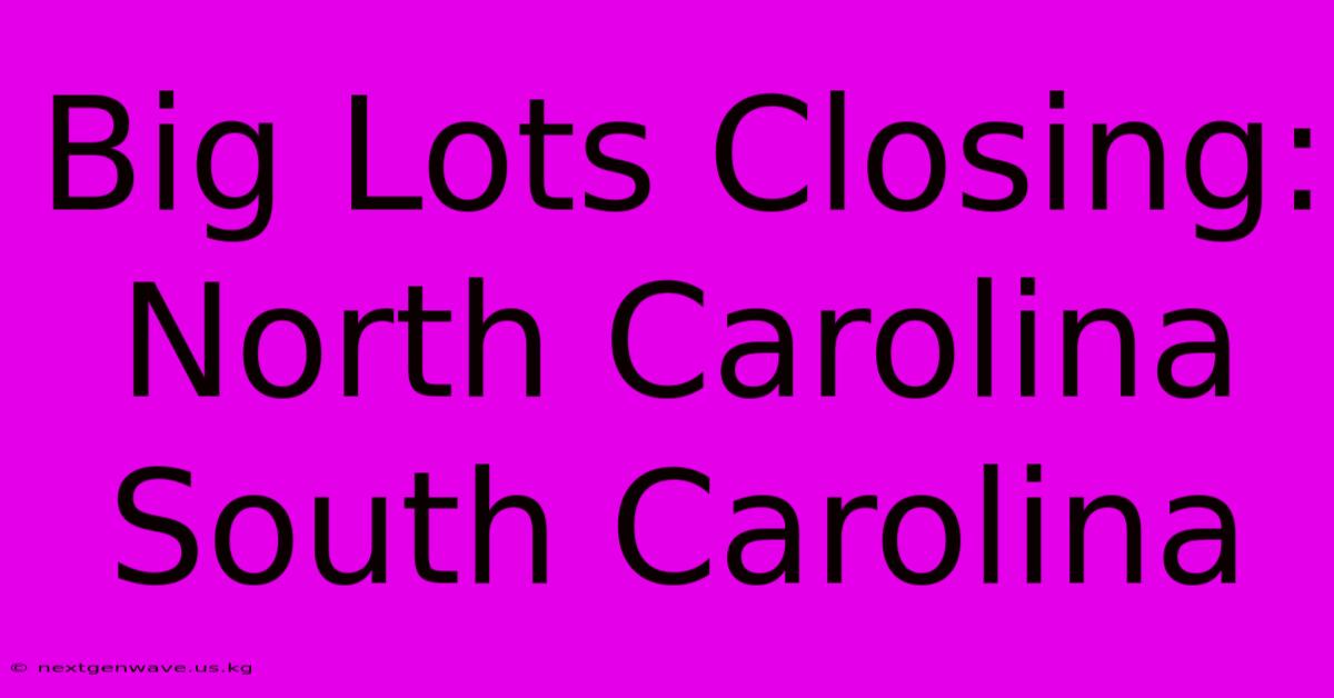 Big Lots Closing: North Carolina South Carolina