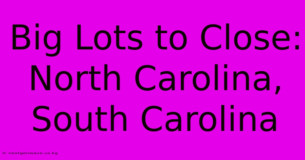 Big Lots To Close: North Carolina, South Carolina