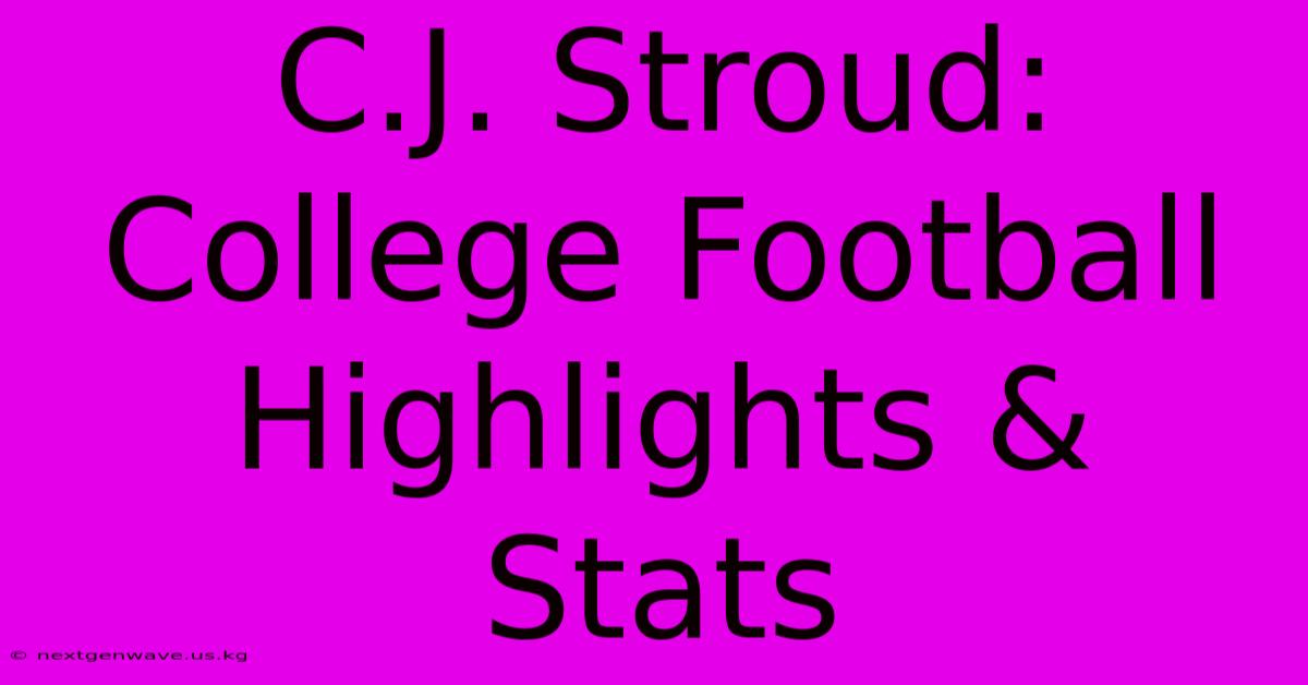 C.J. Stroud: College Football Highlights & Stats