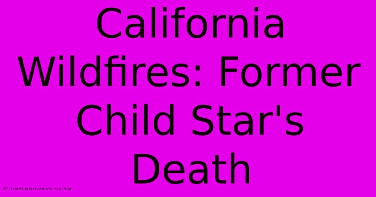 California Wildfires: Former Child Star's Death