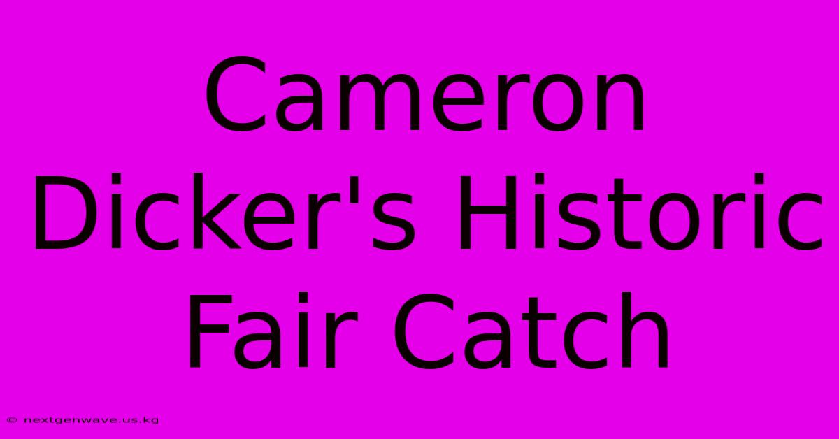 Cameron Dicker's Historic Fair Catch