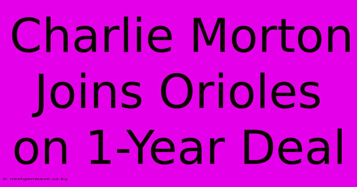 Charlie Morton Joins Orioles On 1-Year Deal