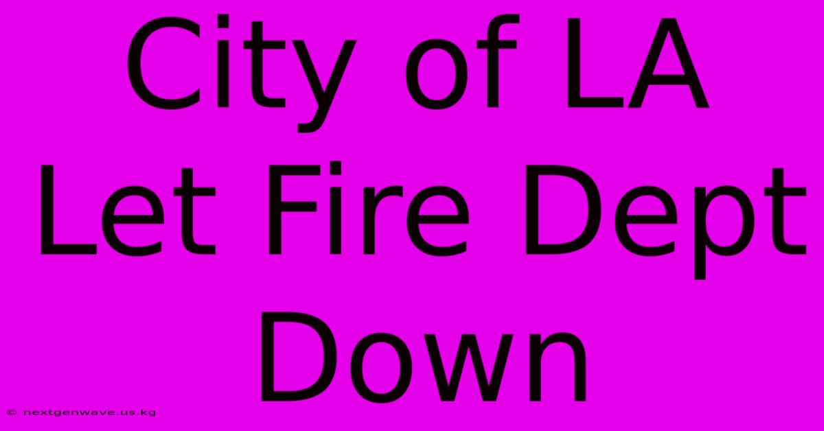 City Of LA Let Fire Dept Down