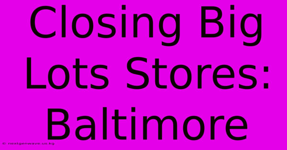 Closing Big Lots Stores: Baltimore