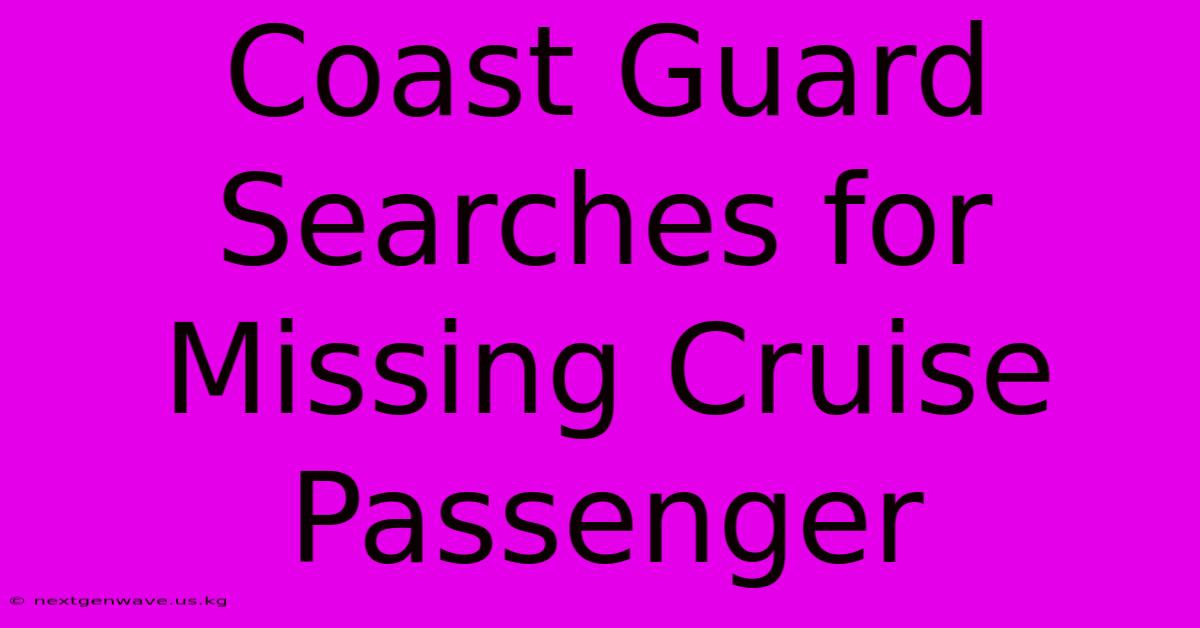 Coast Guard Searches For Missing Cruise Passenger