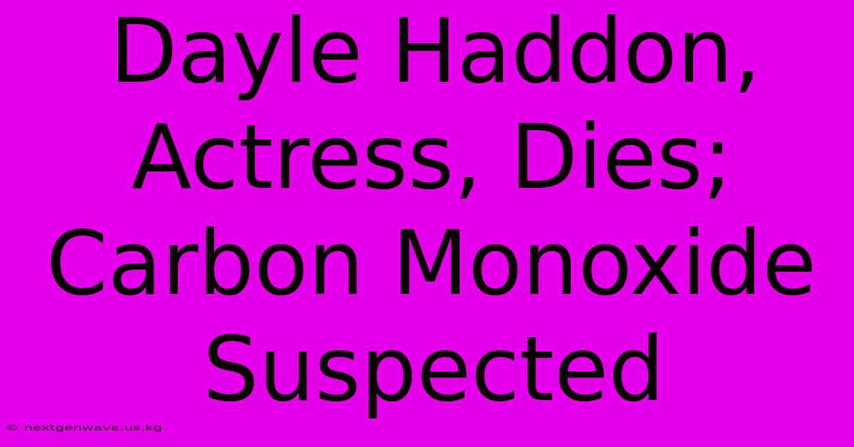 Dayle Haddon, Actress, Dies; Carbon Monoxide Suspected