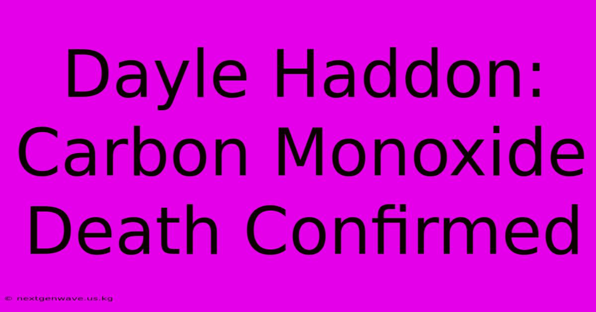 Dayle Haddon: Carbon Monoxide Death Confirmed