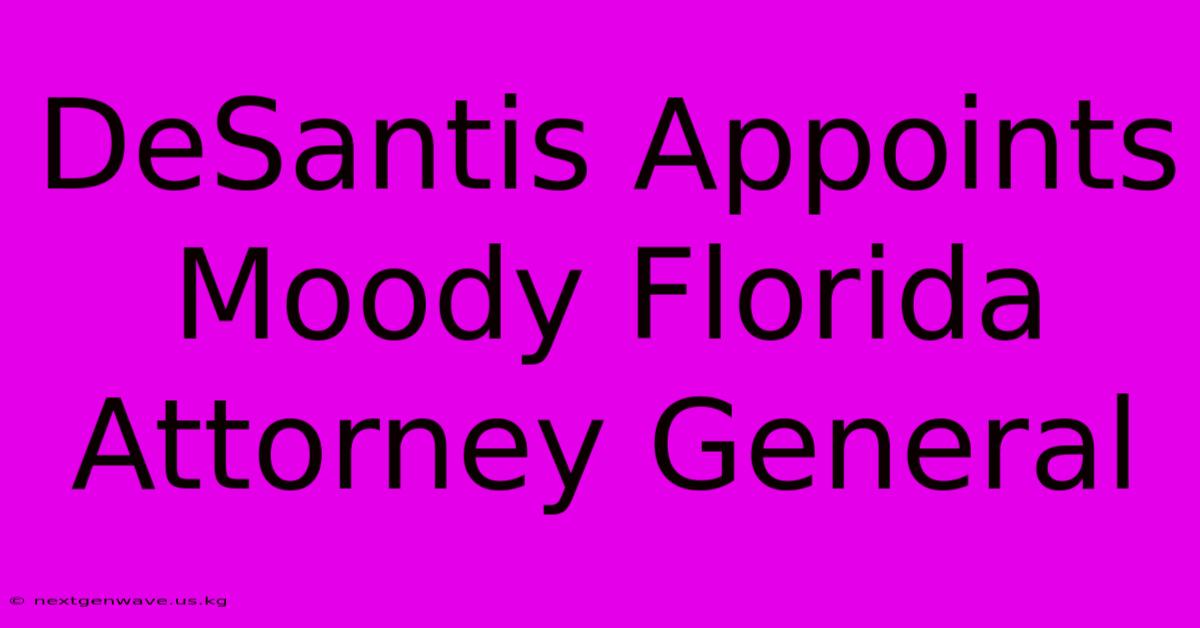 DeSantis Appoints Moody Florida Attorney General