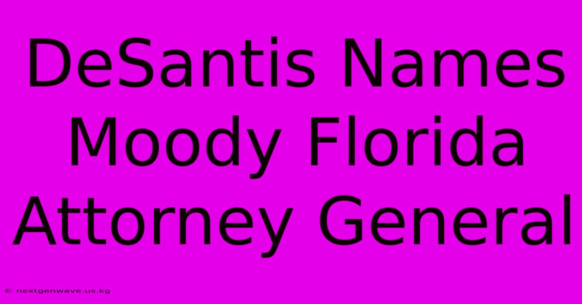 DeSantis Names Moody Florida Attorney General