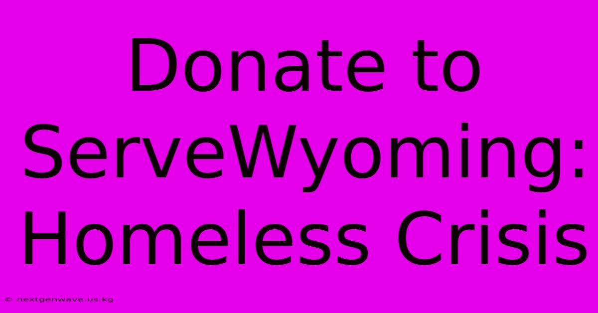 Donate To ServeWyoming: Homeless Crisis