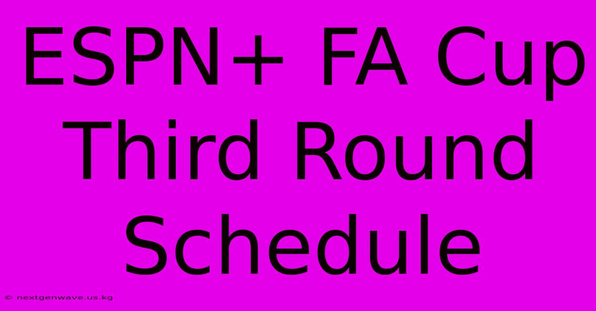 ESPN+ FA Cup Third Round Schedule