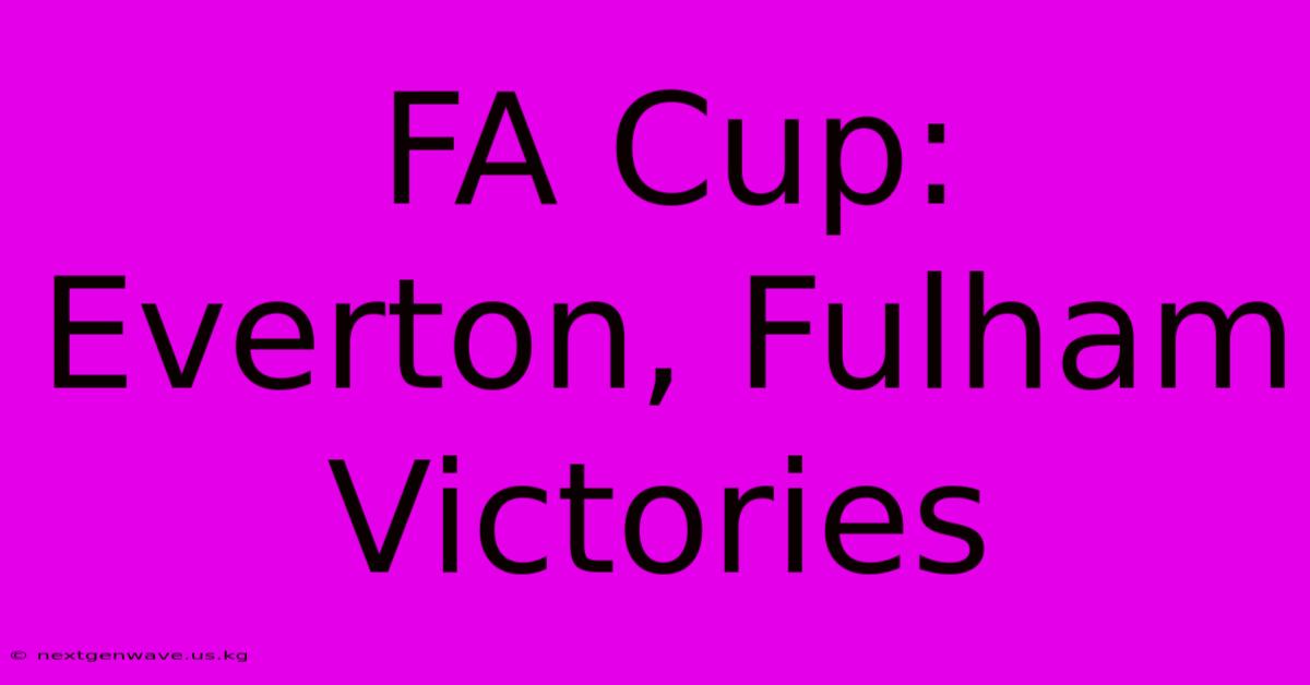 FA Cup: Everton, Fulham Victories