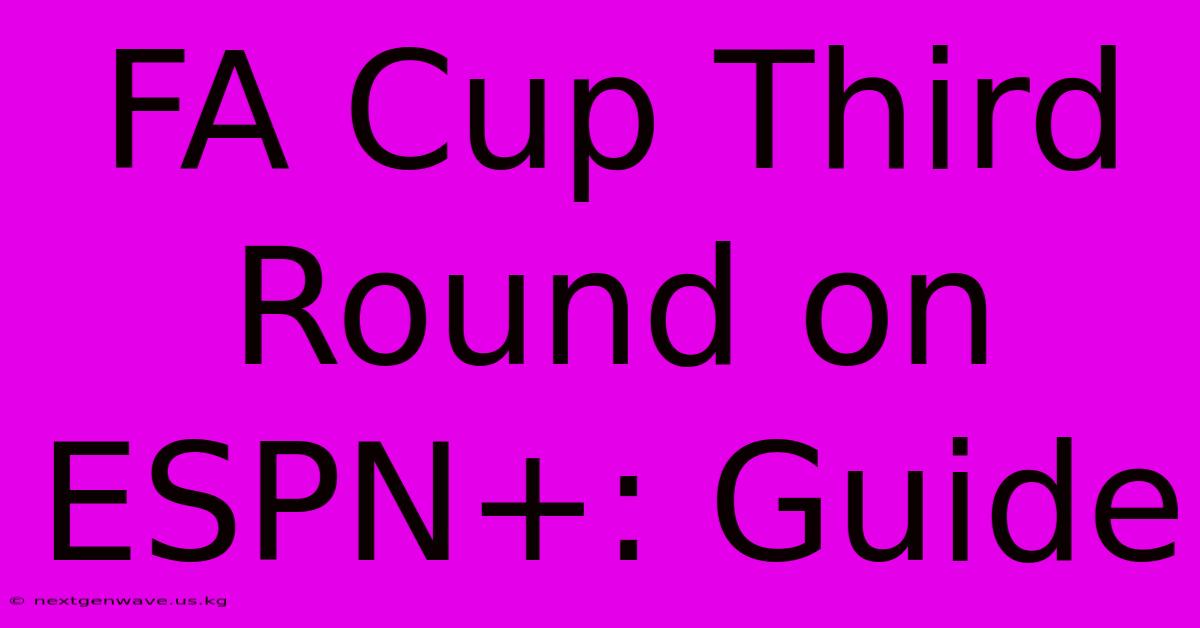 FA Cup Third Round On ESPN+: Guide