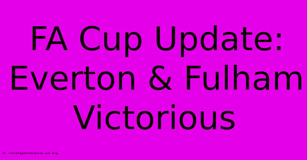 FA Cup Update: Everton & Fulham Victorious