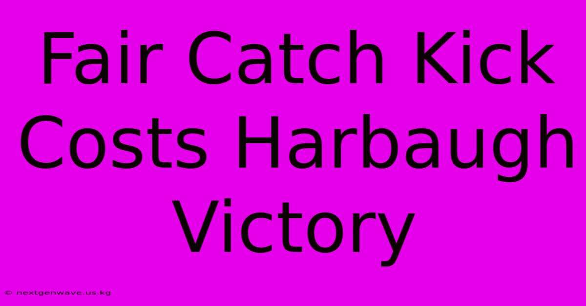 Fair Catch Kick Costs Harbaugh Victory