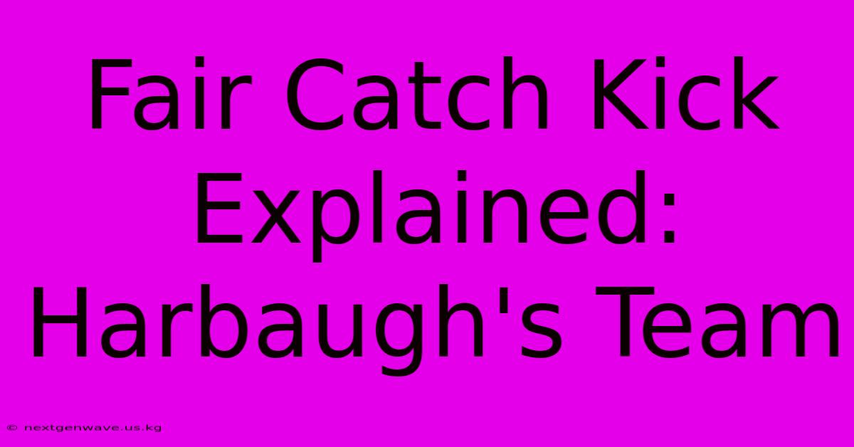 Fair Catch Kick Explained: Harbaugh's Team