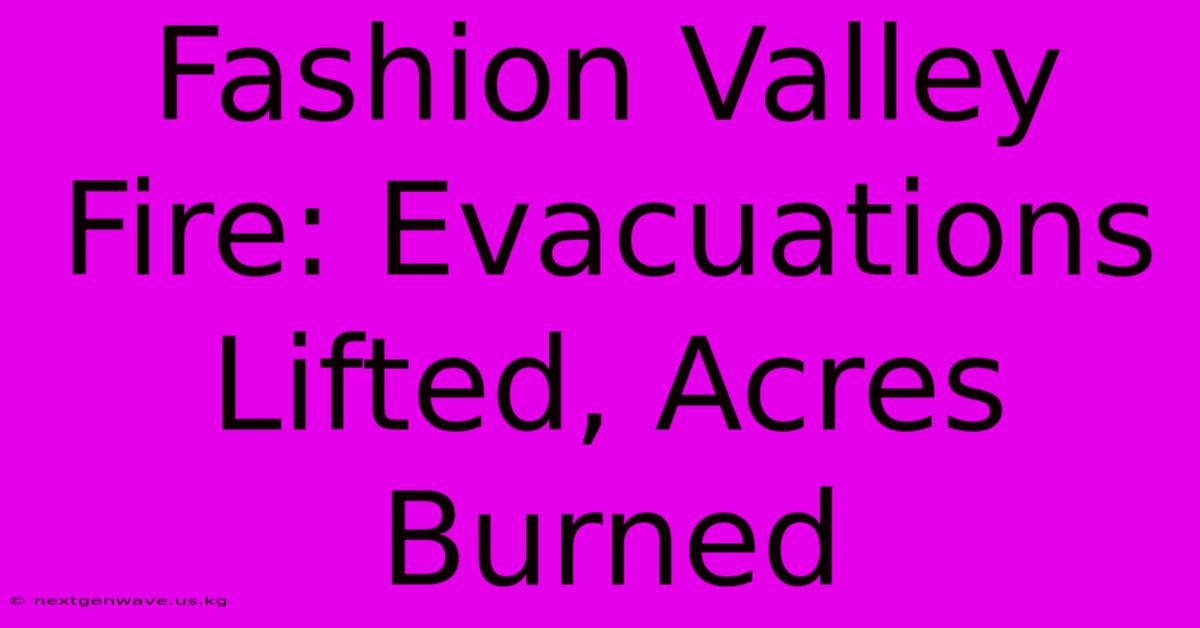 Fashion Valley Fire: Evacuations Lifted, Acres Burned