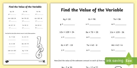 Find The Values Of The Variables