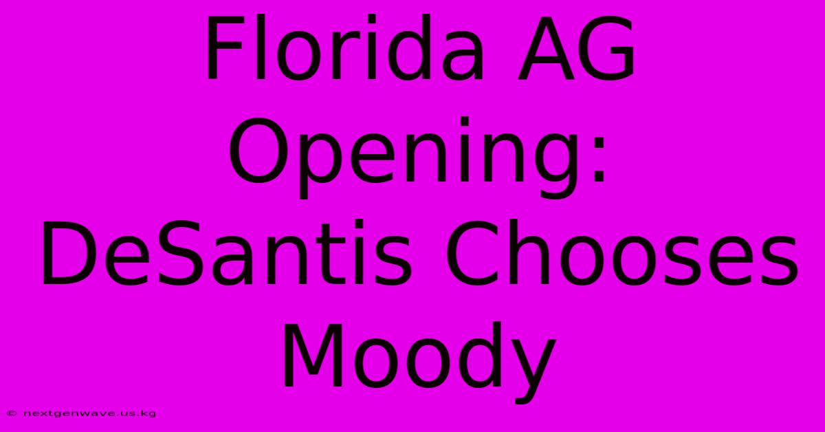 Florida AG Opening: DeSantis Chooses Moody