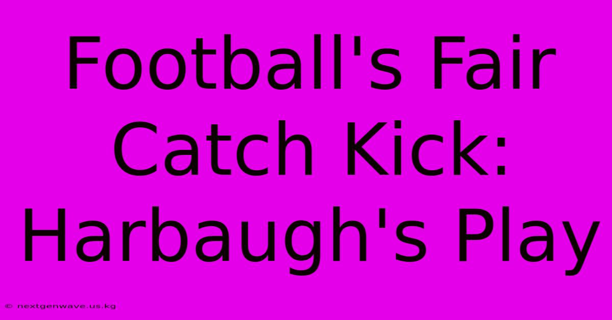 Football's Fair Catch Kick: Harbaugh's Play