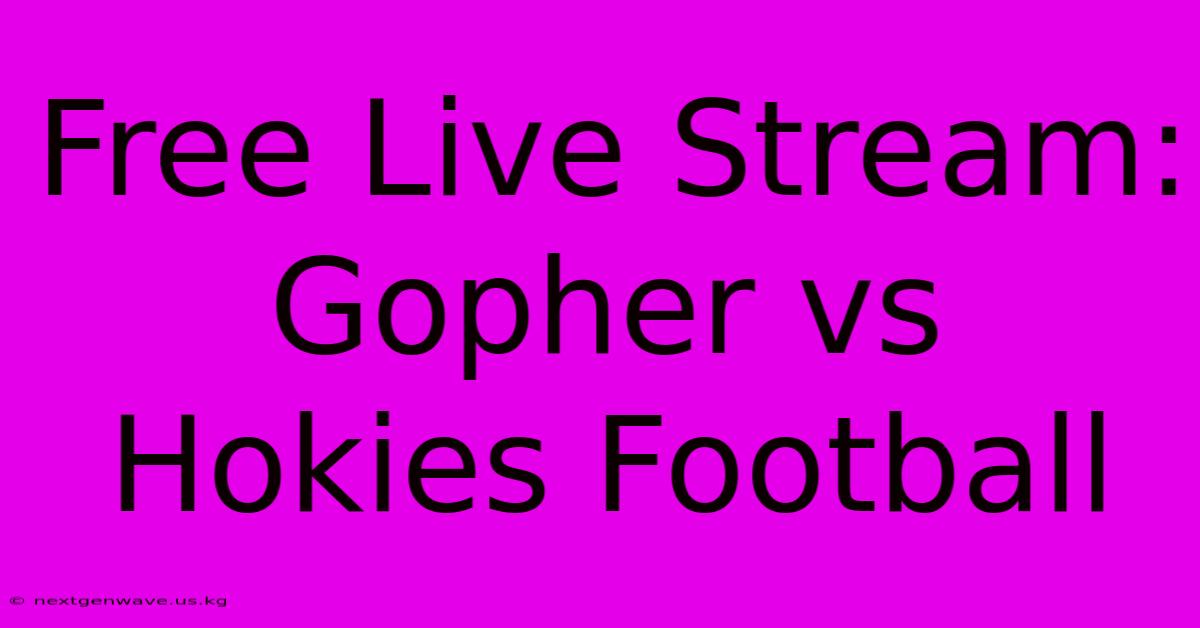 Free Live Stream: Gopher Vs Hokies Football