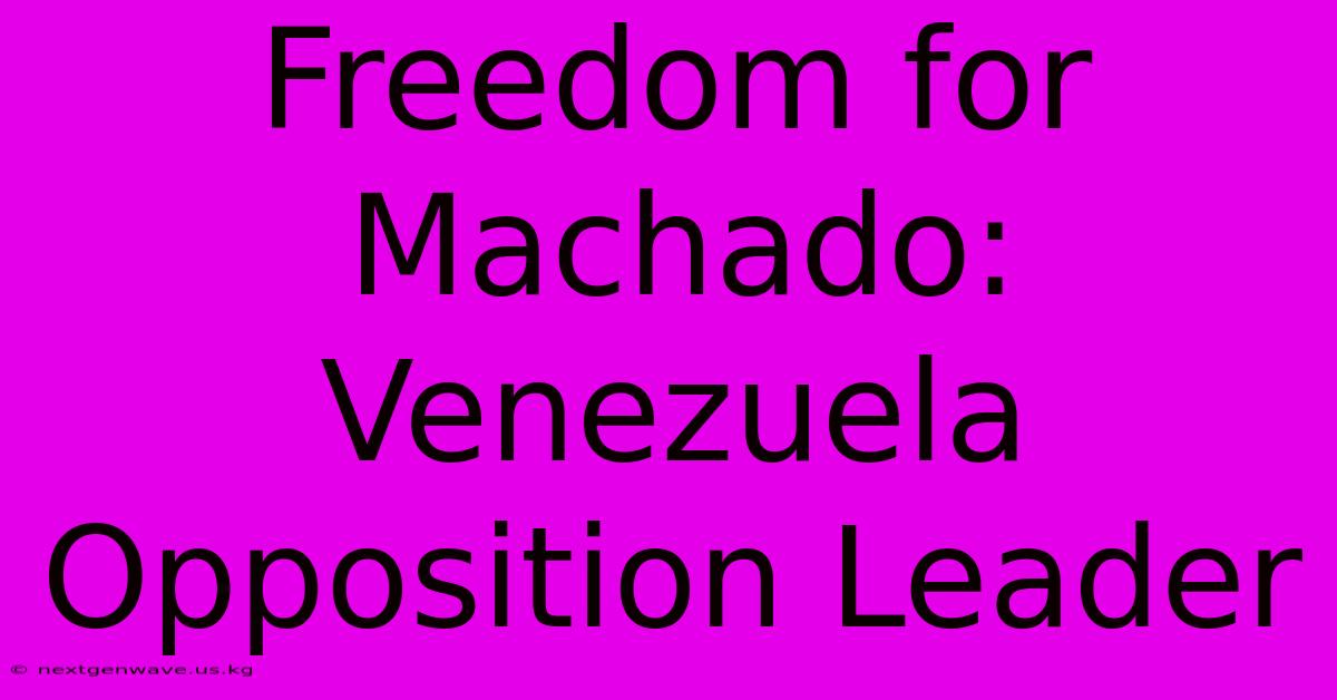 Freedom For Machado: Venezuela Opposition Leader