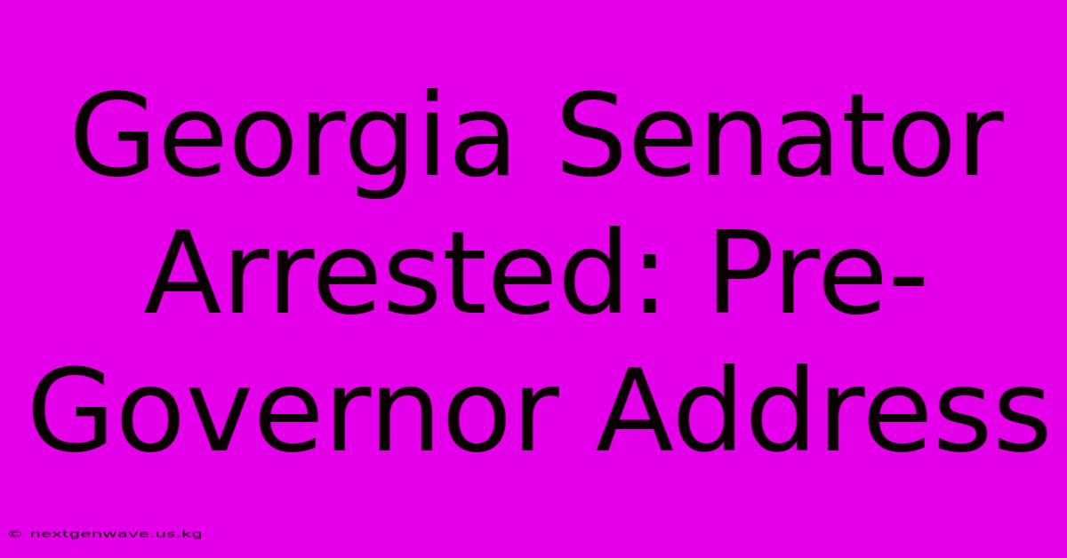 Georgia Senator Arrested: Pre-Governor Address