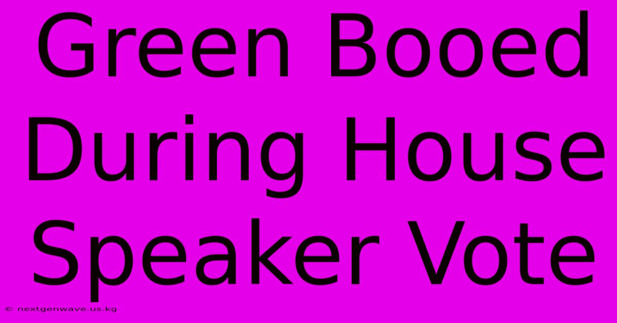 Green Booed During House Speaker Vote