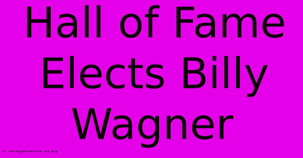 Hall Of Fame Elects Billy Wagner