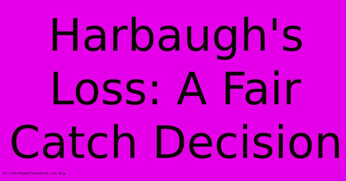 Harbaugh's Loss: A Fair Catch Decision