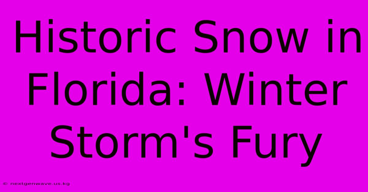 Historic Snow In Florida: Winter Storm's Fury