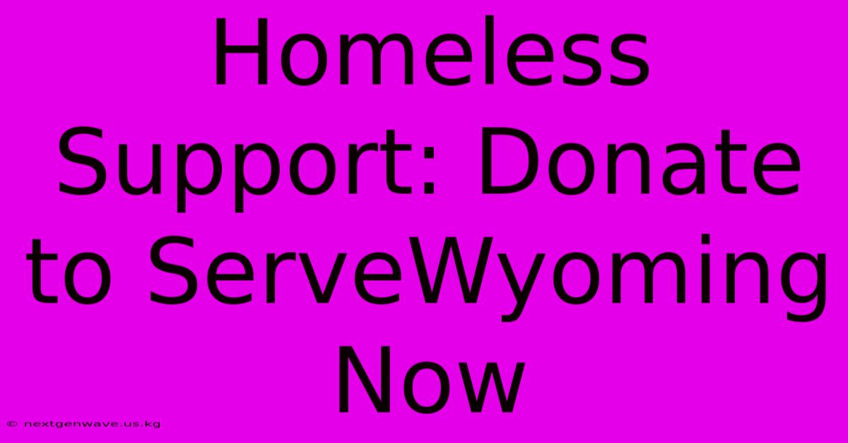 Homeless Support: Donate To ServeWyoming Now