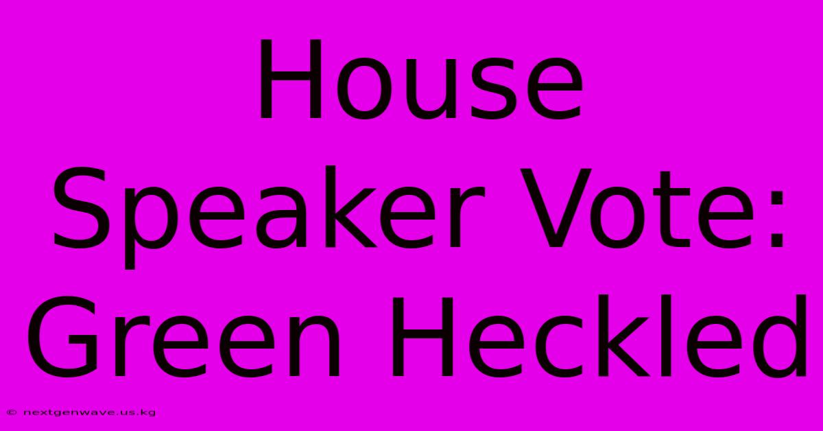 House Speaker Vote: Green Heckled