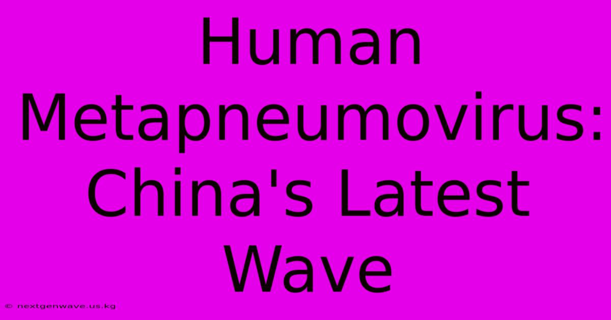 Human Metapneumovirus: China's Latest Wave