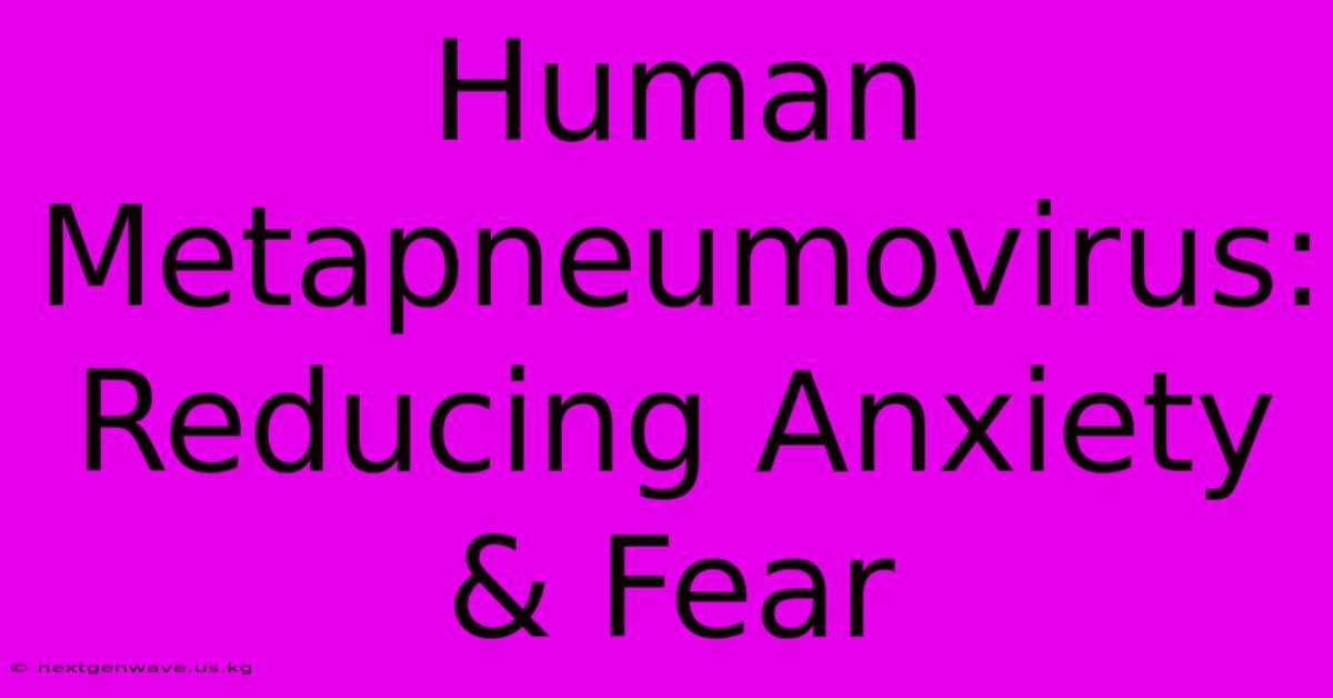 Human Metapneumovirus:  Reducing Anxiety & Fear