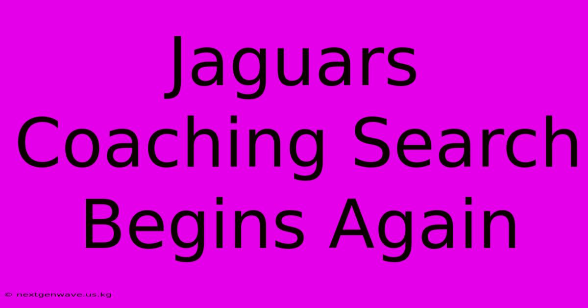 Jaguars Coaching Search Begins Again