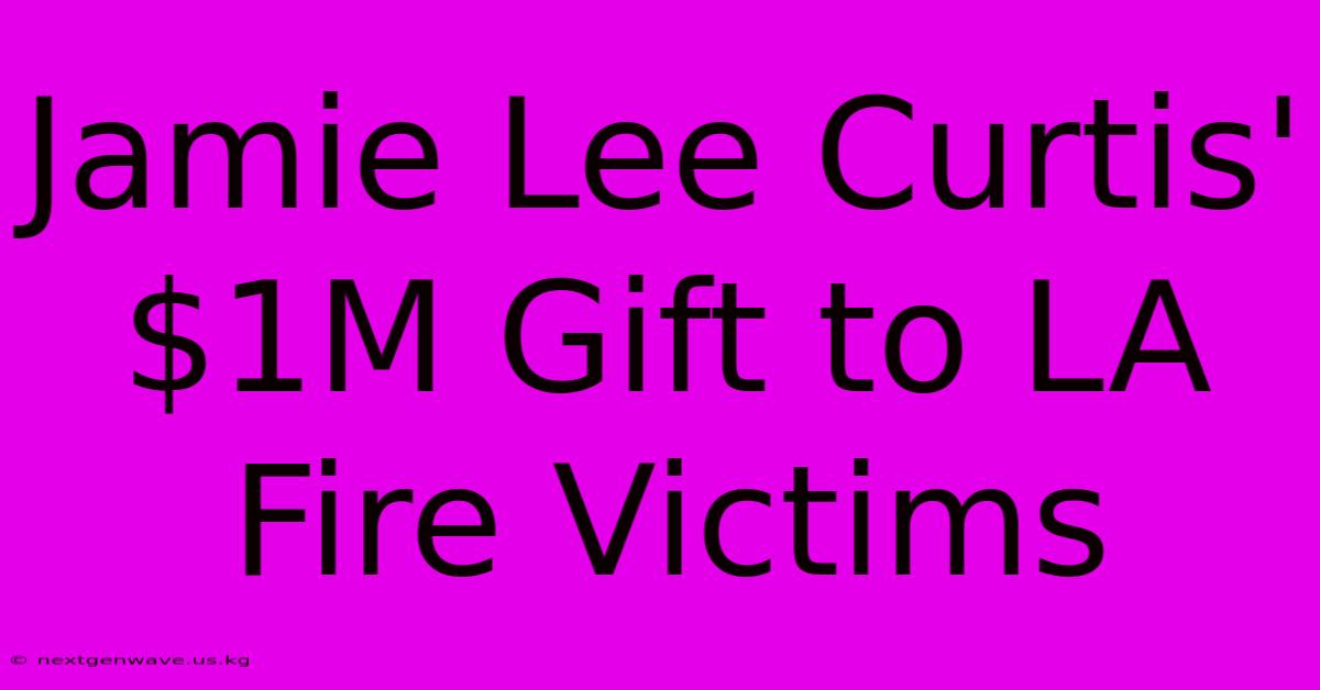 Jamie Lee Curtis' $1M Gift To LA Fire Victims