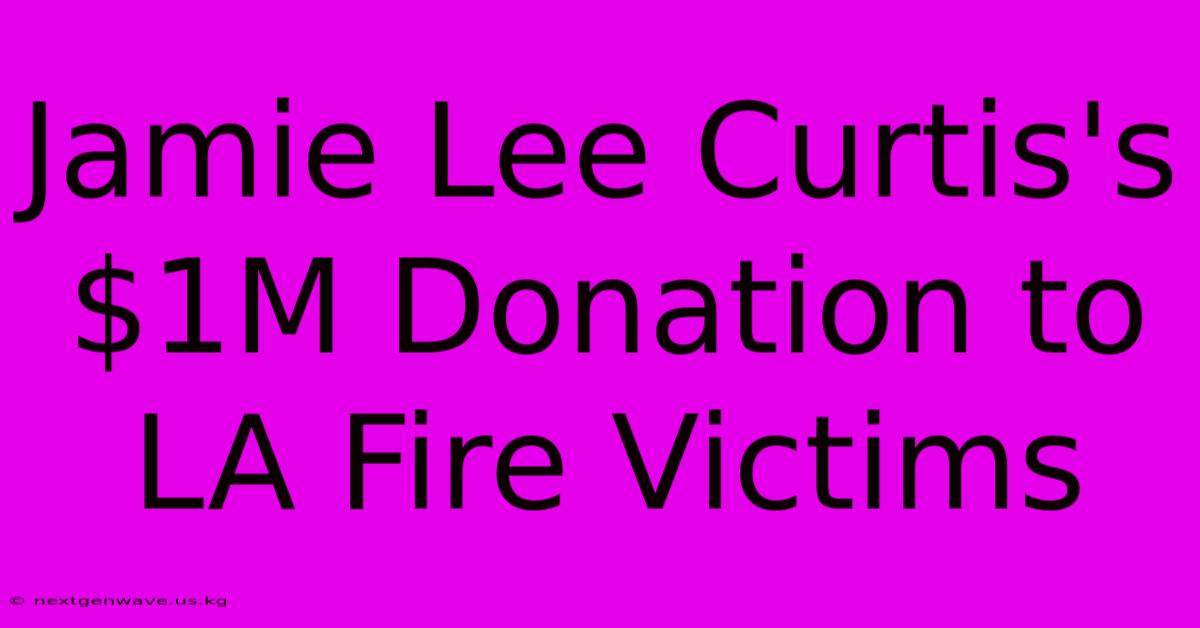 Jamie Lee Curtis's $1M Donation To LA Fire Victims