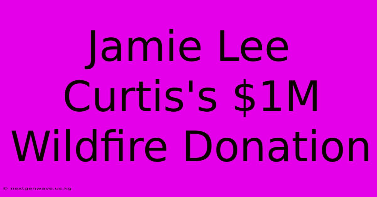 Jamie Lee Curtis's $1M Wildfire Donation